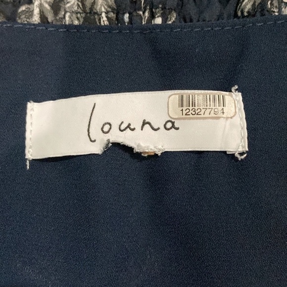 Louna smocked floral dark blue long sleeve blouse - Picture 3 of 4